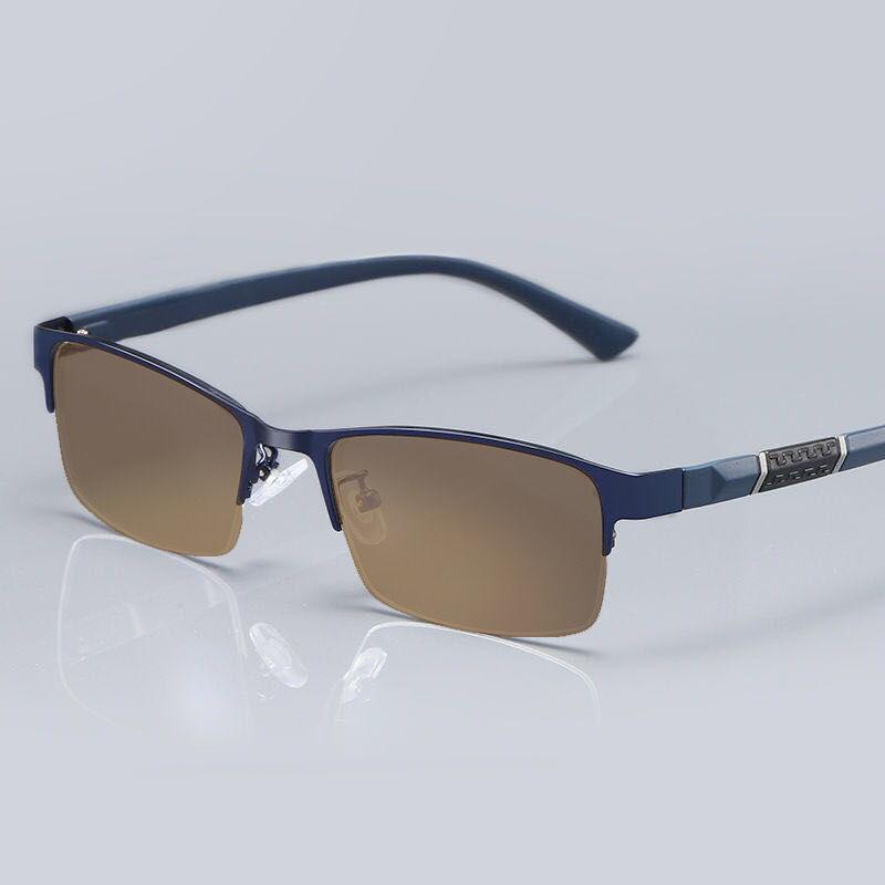 Photosensitive Color-Changing Myopia Glasses Men'S Business Classic Anti-Fog And Anti-Blue Uv Half-Frame Glasses Frame