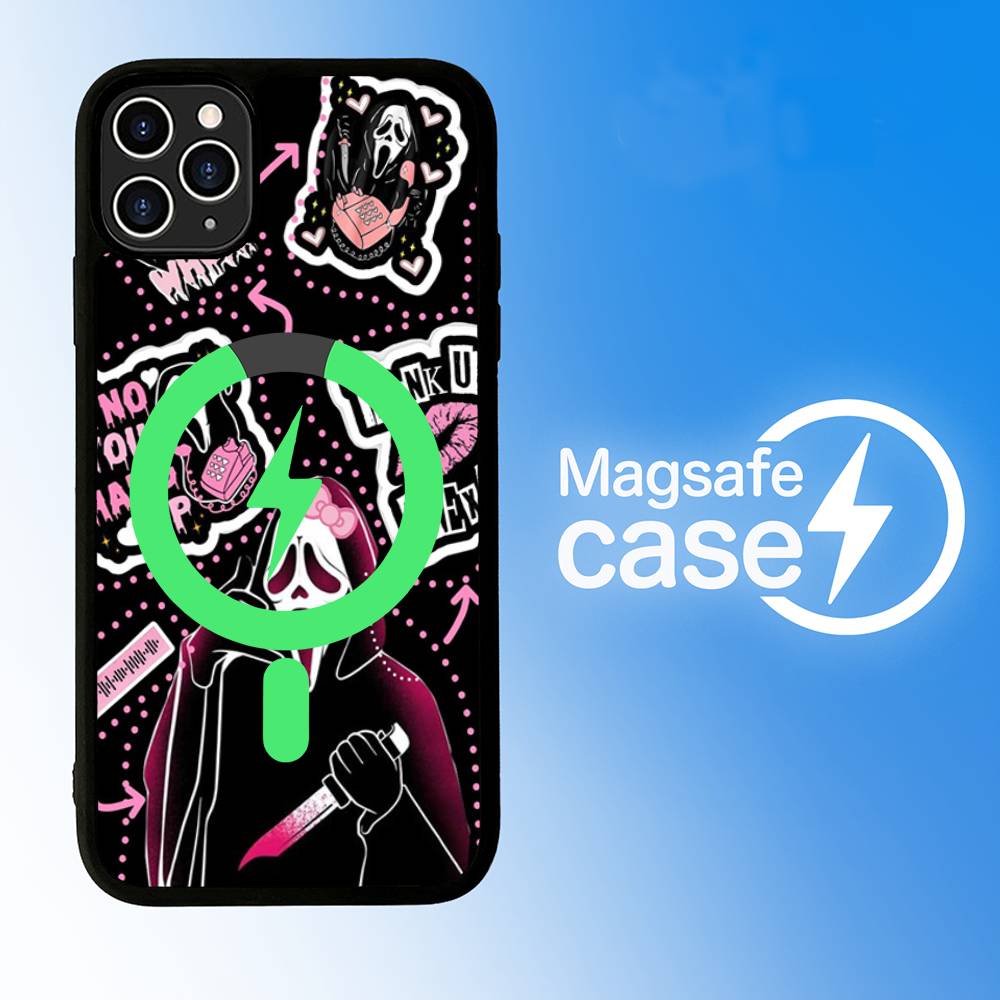 Ghost Face Art Scream Phone Case For iPhone 13 14 15 11 12 16 17 Pro Max Plus Magsafe Magnetic Shell