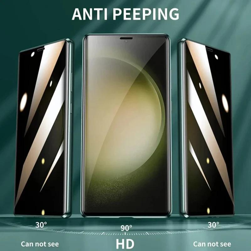 Sichtschutzglas Metall Magnetische Hülle für Samsung Galaxy S26 Ultra S25 S24 FE S23 S22 S21 Plus A17 A57 A37 A55 A56 Anti-Peeping-Abdeckung 360° Schutz
