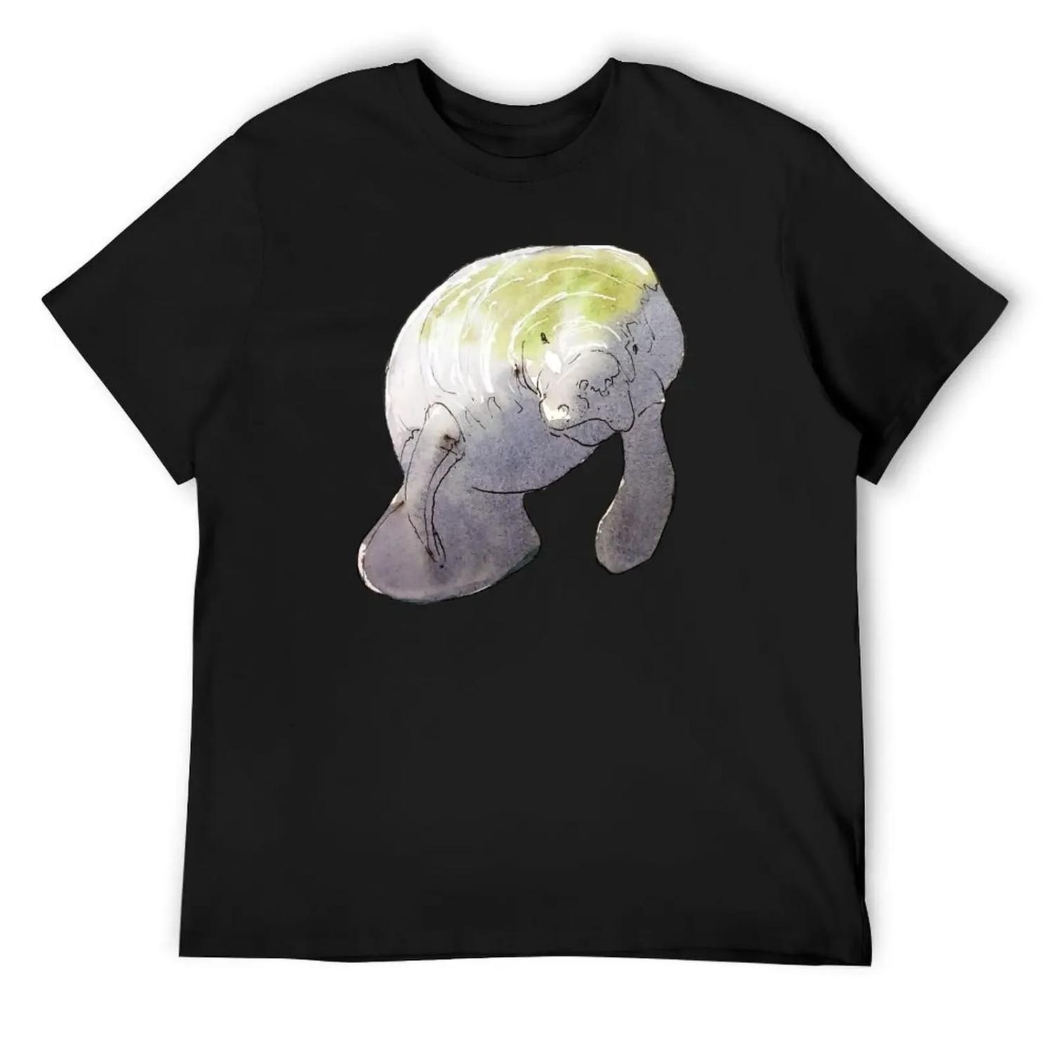 

Manatee T-Shirt boys animal print graphics plus sizes plus size clothes mens tall t shirts XXXXXL чорний
