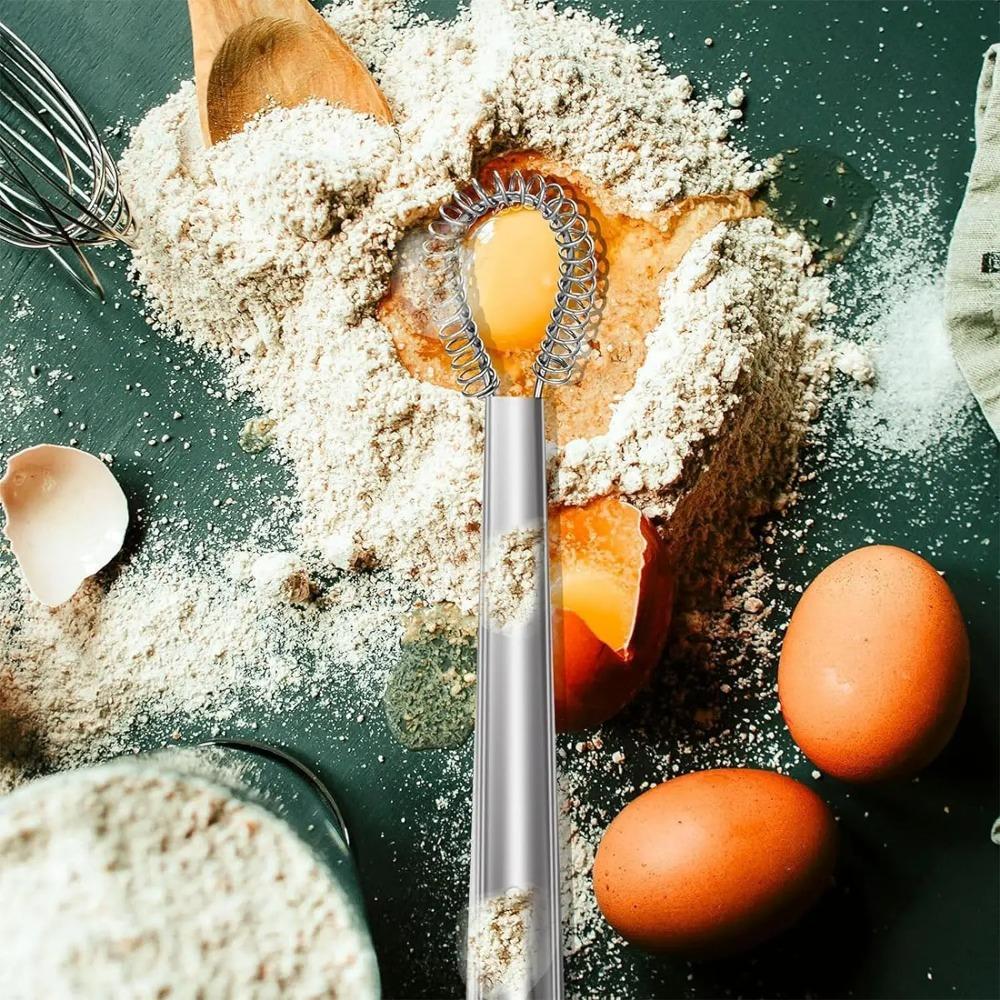 Stainless Steel Egg Beater Spring Manual Mixer Spoon Egg Sauce Honey Cream Stirring Kitchen Gadget Spring Egg Beater Whisk