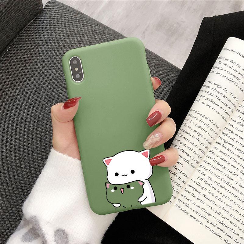 Cute Couple Cat Cover For Samsung Galaxy A50 A51 A52 A72 A10 A11 A12 A20 A30 A31 A32 A22 A40 A41 S9 S10 S20 FE S21 Plus TPU Case