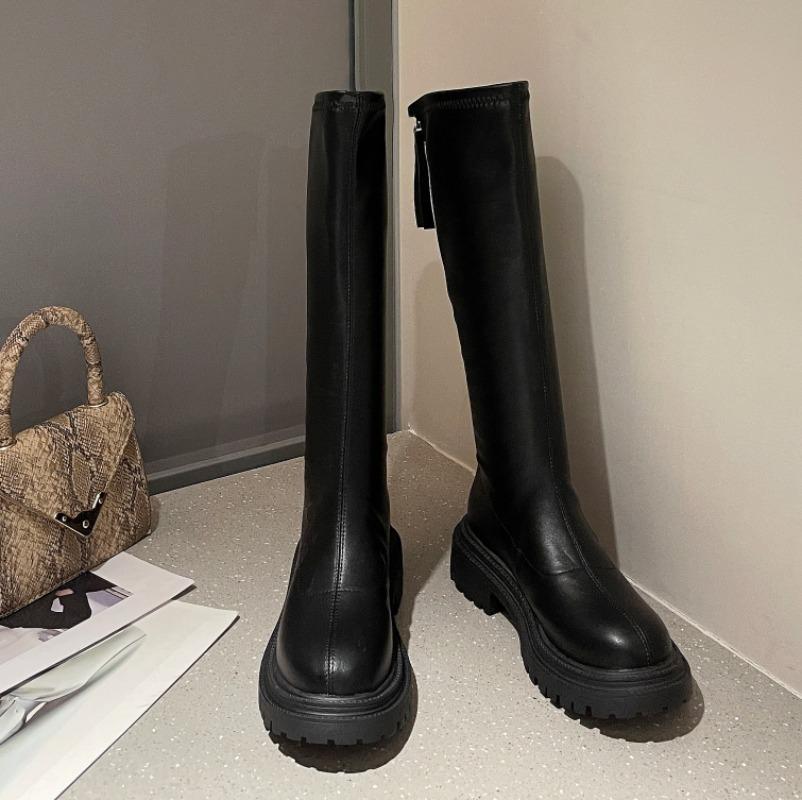 

Большие ботфорты с полярным форро для женщин, zapatos de Caballero de otoño e invierno, nuevas, finas, europeas y americanas, размеры 42 40 чёрный