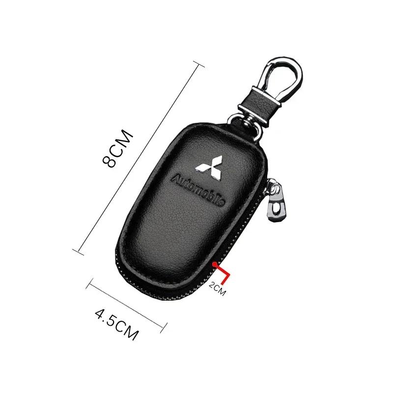 lcbk8 Leather Car Key Chain Protective Bag Case For Mitsubishi Ralliart ASX Eclipse Galant Mirage Montero EVO Xpander Accessories
