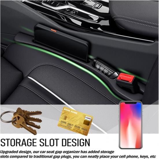 2PCS Car Seat Gap Filler Organizer,Soft Car Gap Filler Organizer For Filling Gaps With Storage Slots,Versatile Cars Seat Gaps Fillers Strip Cars