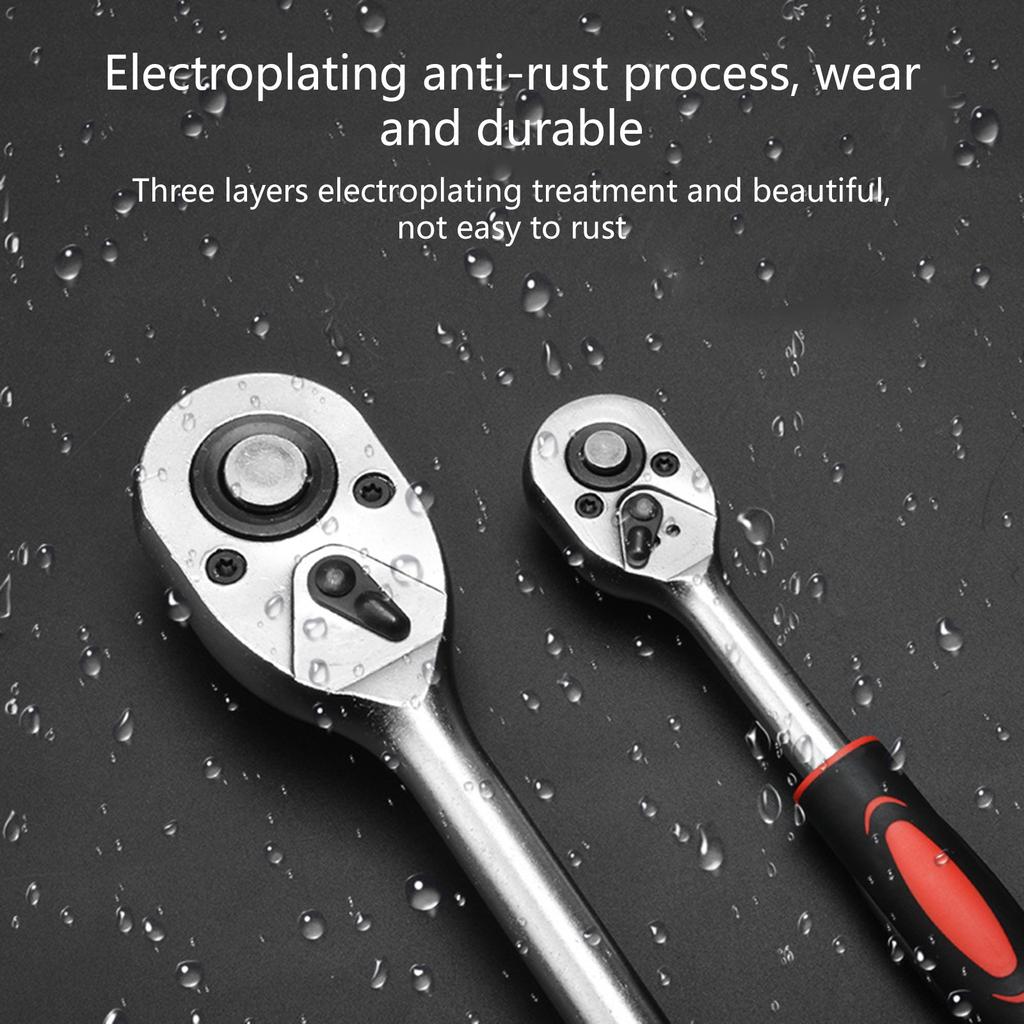 1/4 Inch Drive Ratchet 24-Teeth Quick Released Socket Wrench Handle High Carbon Steel Auto Repair Garage Tool