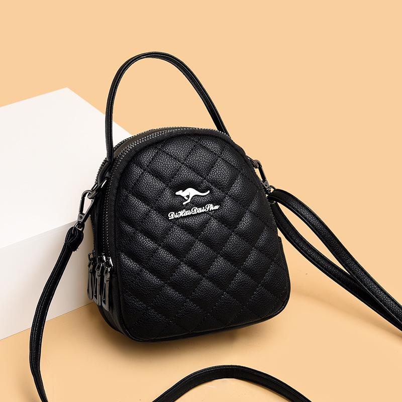 Emgrand Kangaroo Soft Leather Bag Women's 2025 New Middle-aged Shoulder Bag Letter Oblique Span Bag Casual Mom Handbag