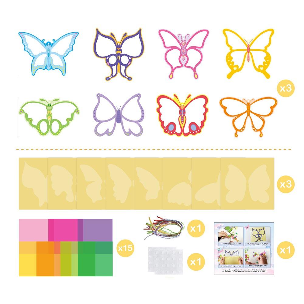 Multicolor DIY Sun Catcher Pendant Butterfly Princess Accessories Handmade Art Craft Paper DIY Craft Kit Home Decoration
