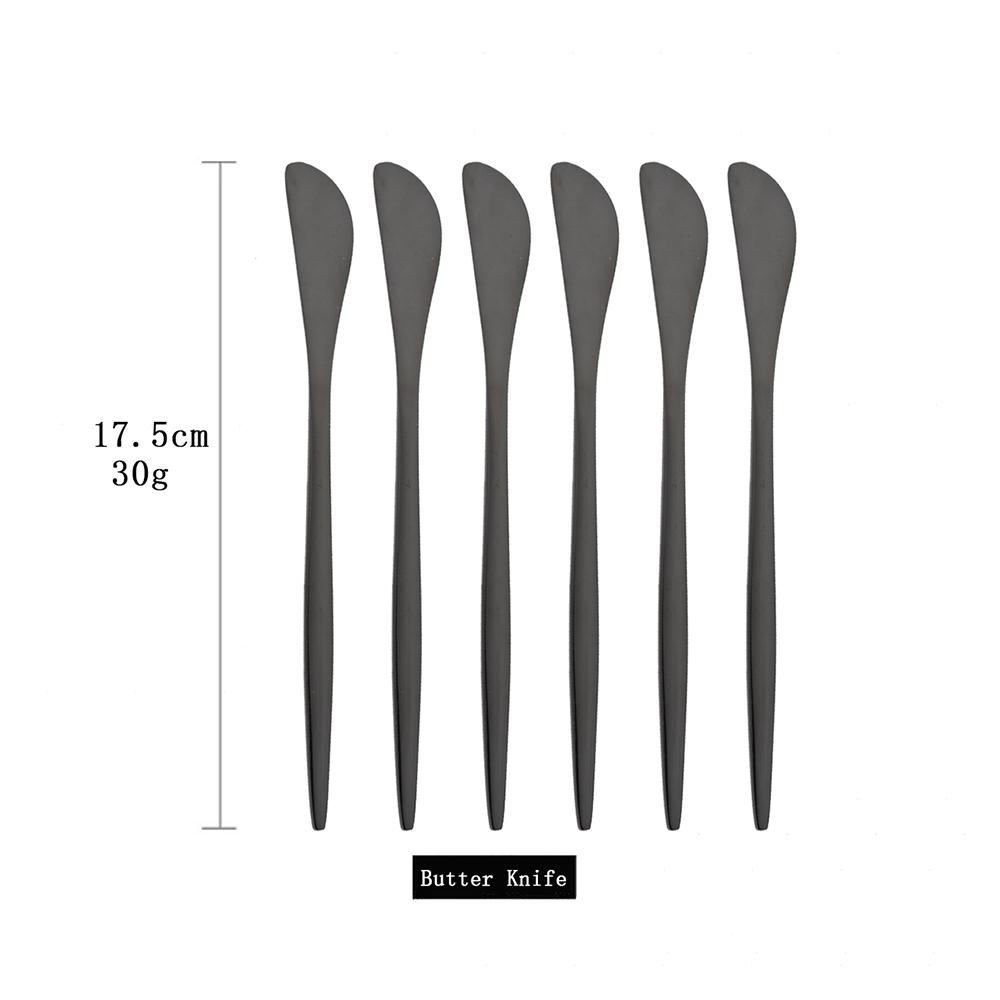 Matte 6Pcs Black Dinnerware Cutlery Set Stainless Steel Flatware Set Kitchen Silverware Ice Spoon Fork Dessert Knife Tableware