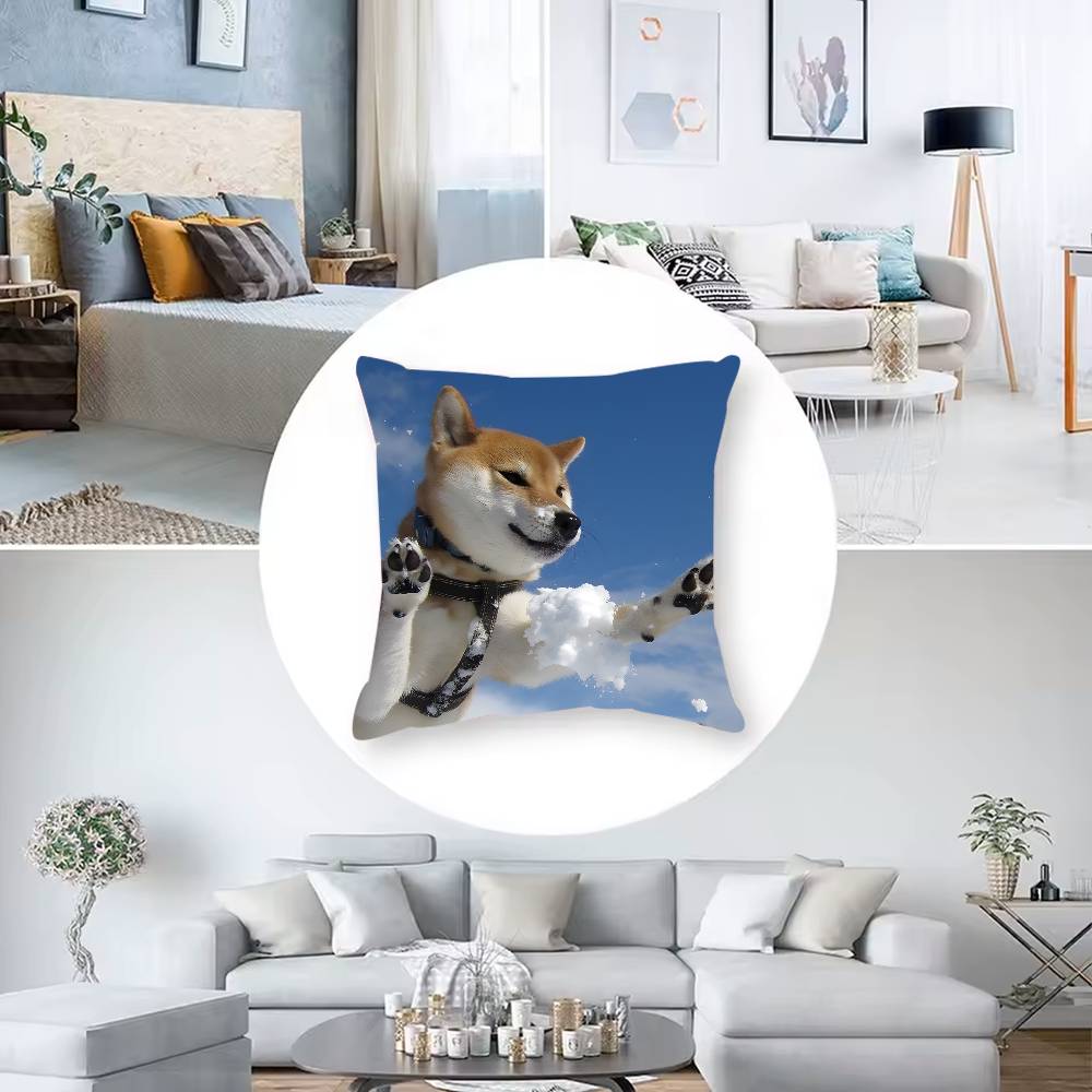 Cute S-shi-ba Inu-us Pillow Case Anti-dustmite Invisible zipper Sofa Bed