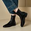 Women's Low-heeled Short Boots Autumn and Winter New Comfortable and Versatile Solid-color Thick-heeled Large-size Simple Short Boots