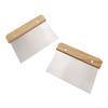 2Pcs Stainless Steel Dough Cutter with Wooden Handle Multipurpose Baking Scraper Cutter Bread Pastry Pizza Cake Kitchen Scraper
