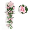 Artificial Plant Vine Faux Greenery Decor Artificial Rose Flower Vine Garland Faux Silk Floral Wall Hanging Wedding for Indoor