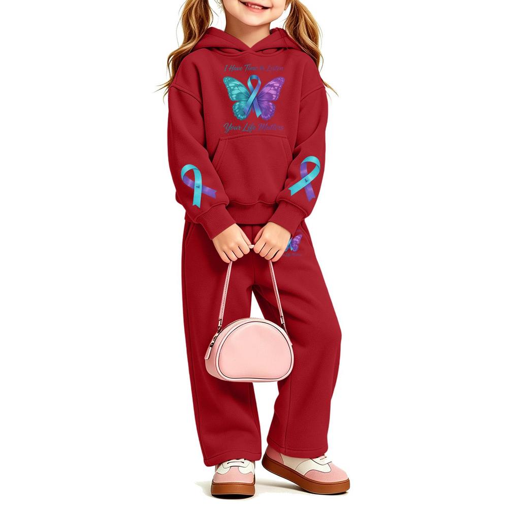 Girls' Fashion Print Hoodie and Sweatpants Set 2 Piece Casual Outfit for Everyday Wear
