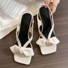 Fashion Sexy Women Bow High Heels Sandals Designer Heeled Shoes 2025 Trend Summer New Fad Stilettos Pumps Square Toe Sandalias De Mujer