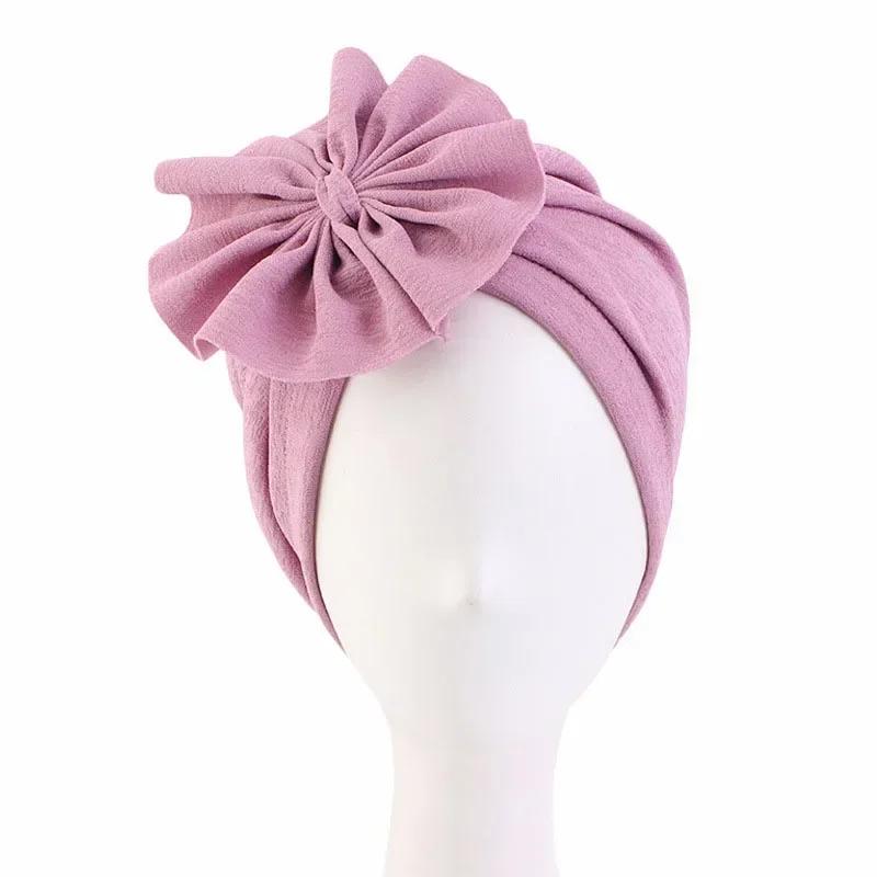 Bowknot Turban Indian Women Muslim Hijab Stretch Chemo Cap Cancer Hat Hair Loss Cover Head Scarf Wrap Beanies Bonnet Headwear