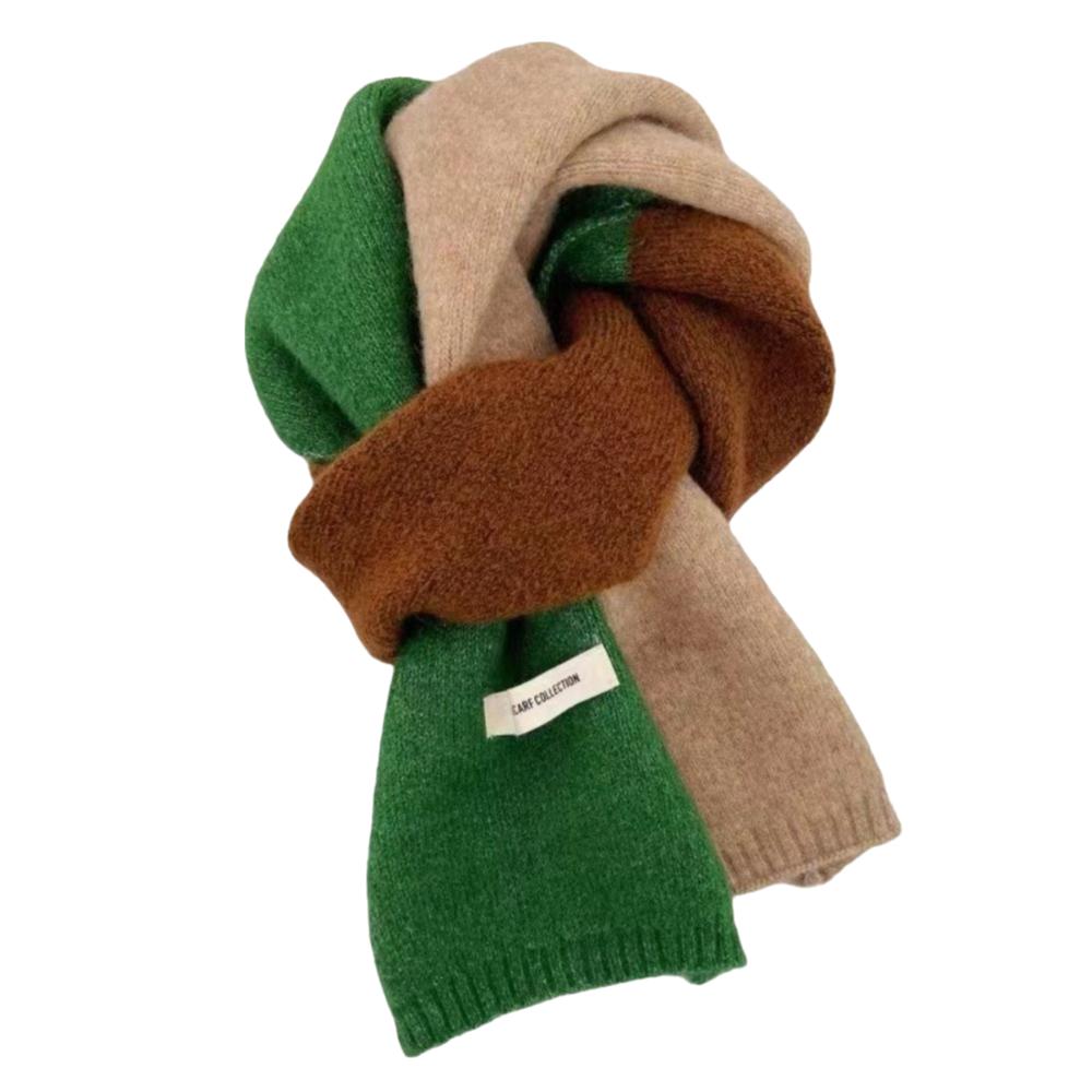 Woolen Cashmere Shawl Neckwarmer Winter Neck Scarf Fashion Patchwork Color Scarf  Outdoor