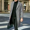 Coupe-vent pour hommes, couleur unie, col rabattu, simple boutonnage, épais, droit, longueur aux genoux, manteau Long de Style britannique, automne et hiver