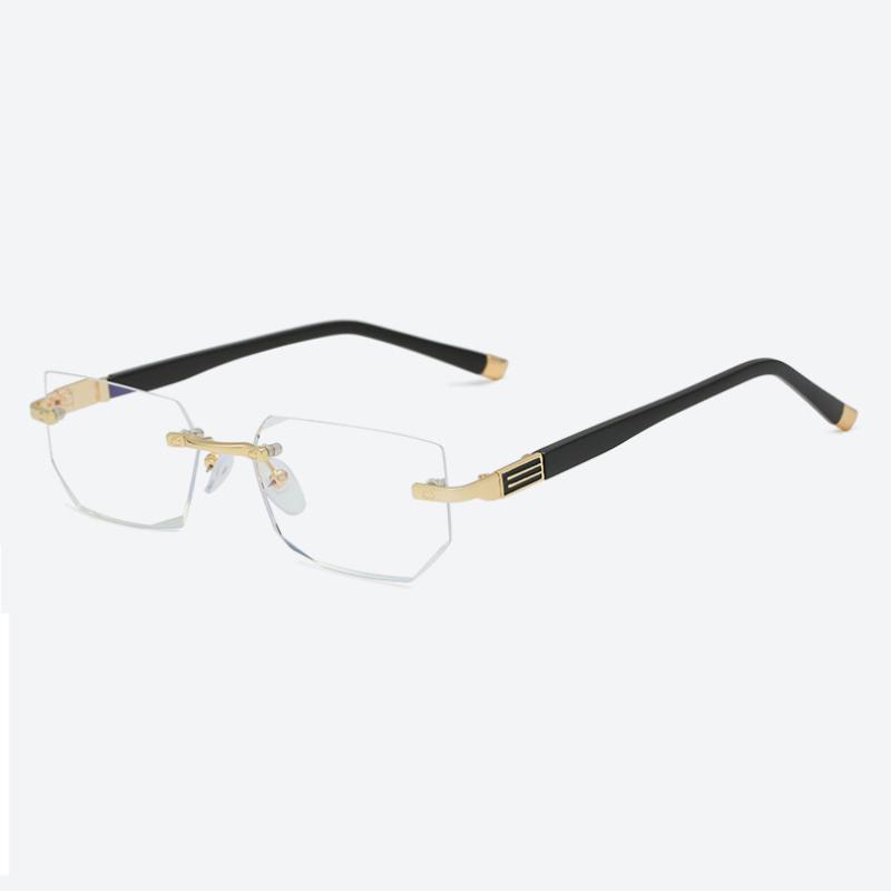 

Очки для чтения с защитой от синего света Женские очки без оправы с огранкой «бриллиант» Мужские очки для дальнозоркости и пресбиопии, снимающие усталость + 250 degrees золотой