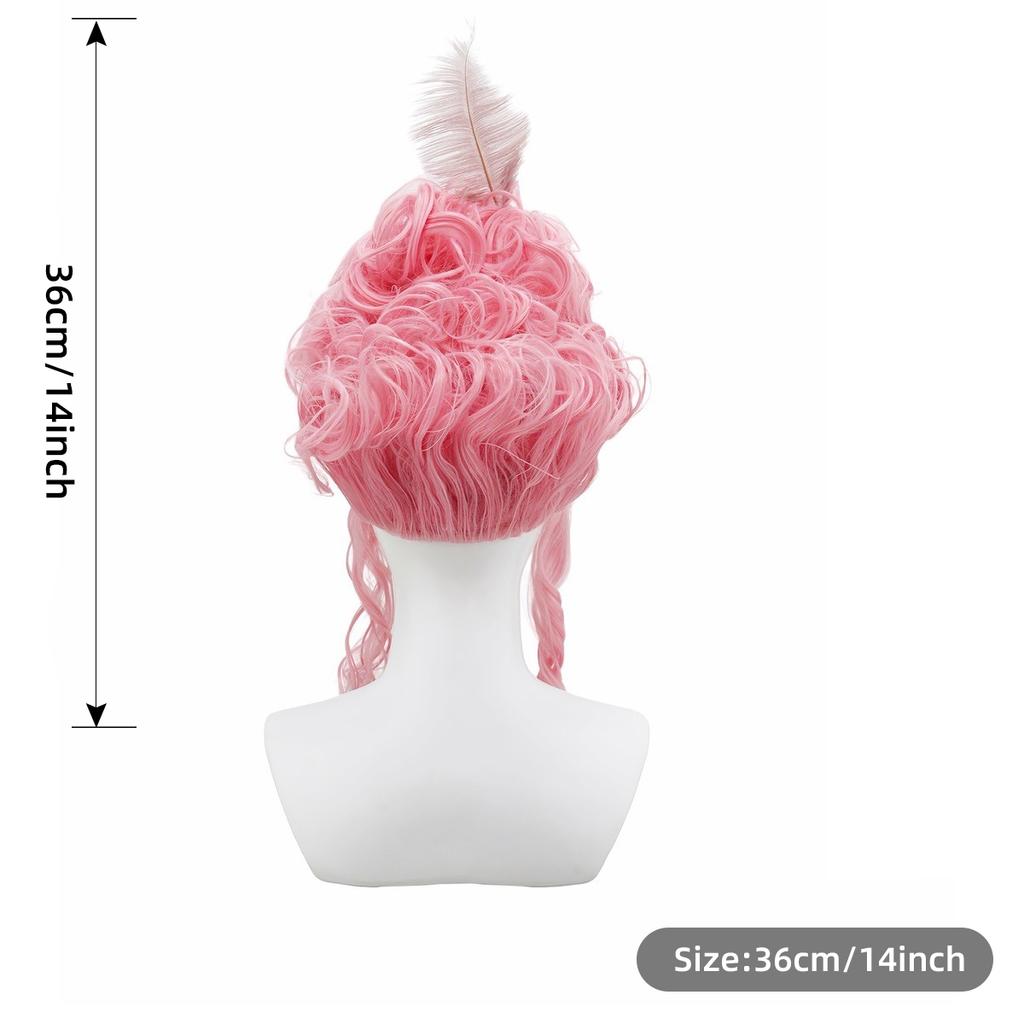 Pink Fluffy High-Top high quality Synthetic Wig | Queen's Hairstyle with Feather Flowers | Wig for Queen Cosplay