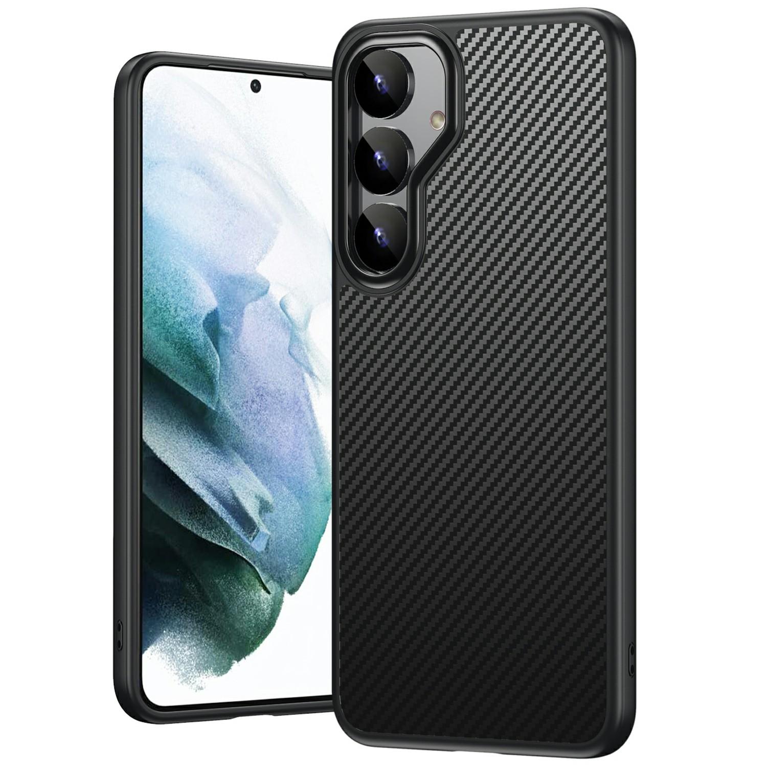 

For Samsung Galaxy S25 Magnetic Case Compatible with MagSafe Carbon Fiber Texture PC+TPU Cover Style A