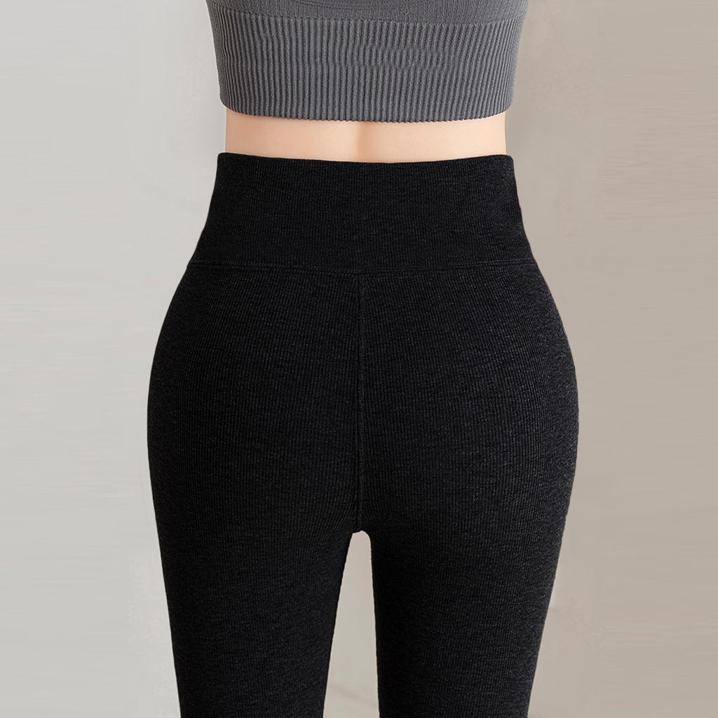 Women's High Waist Casual Pants Color Fleece Thermal Leggings Winter Long Fleece Trousers Plush Running