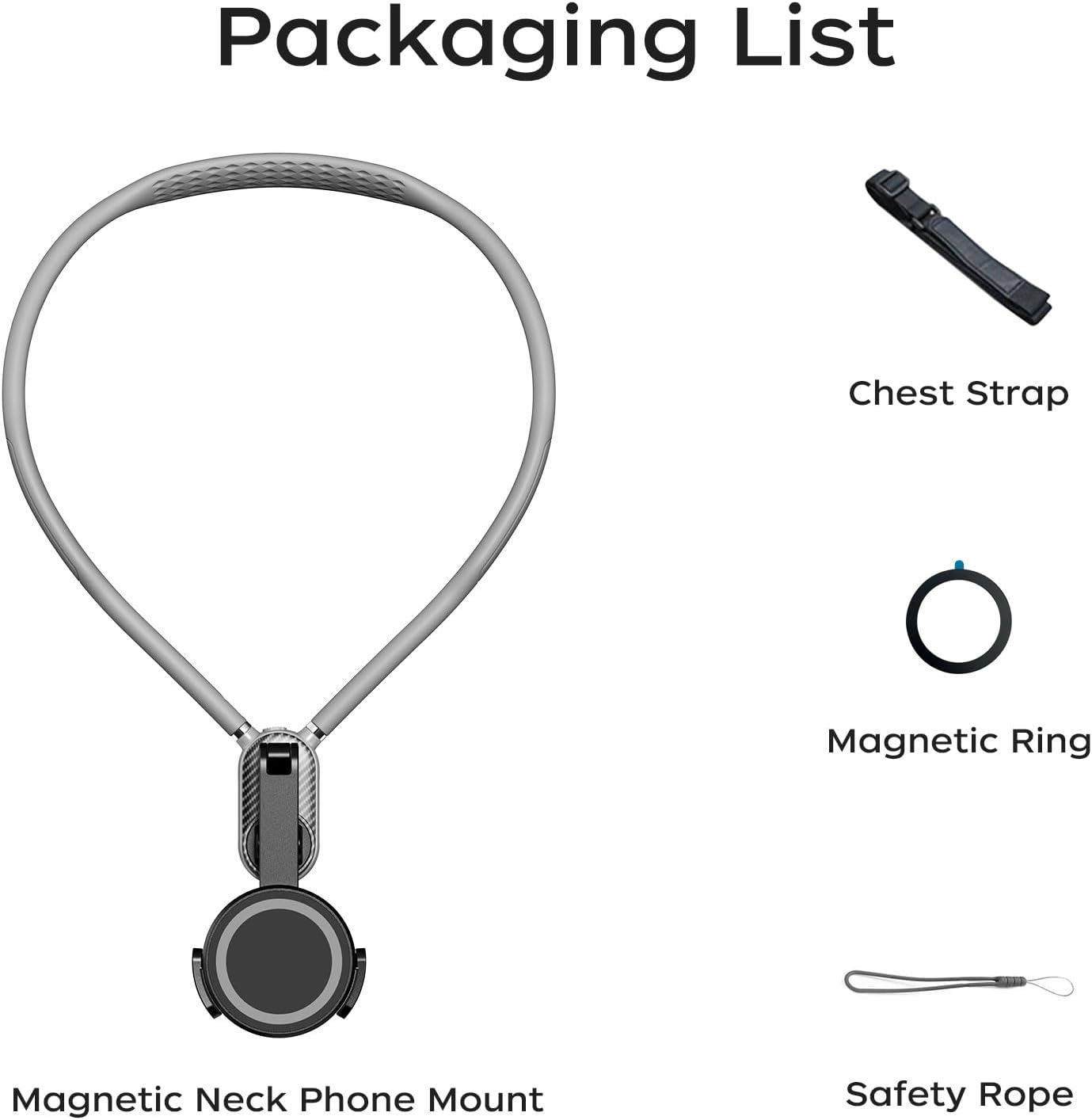 

Magnetic Neck Mount for Go Pro Phone Holder, Quick Release POV Video Vlog Flexible Angle Necklace Holder for Action camera phone