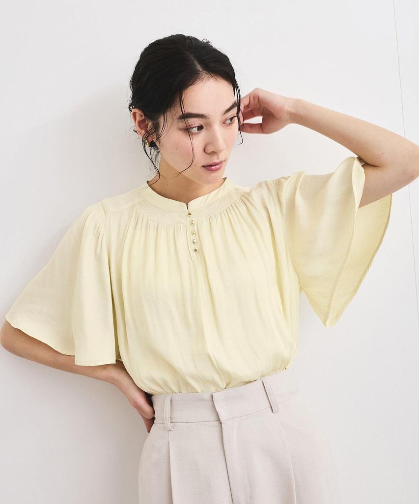 Bis Cream Women's 2-Way Split-Fiber Half-Sleeve Blouse,