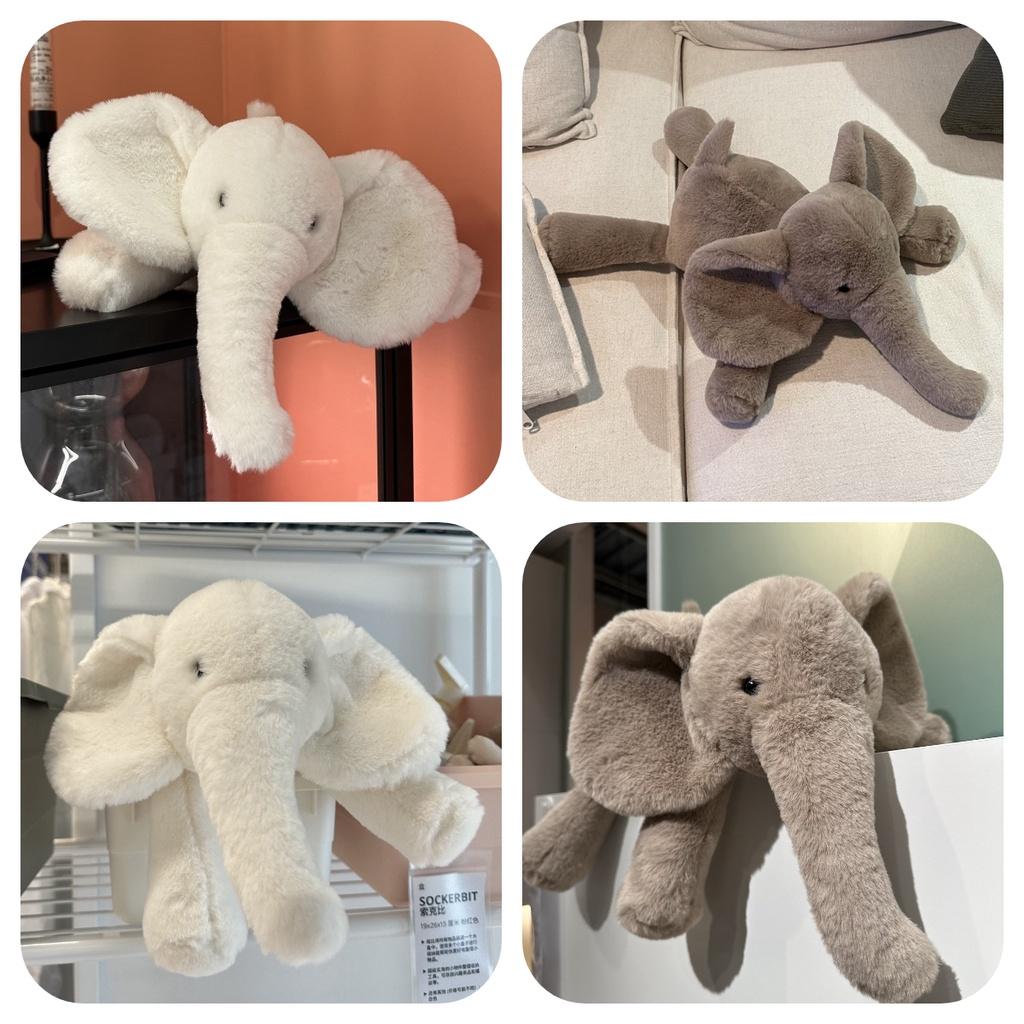 Ins Soft And Realistic Grey And White Elephant Plush Toy For Babies And Kids