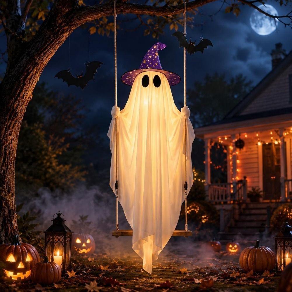 Leichtes hängendes Halloween-Geister-Schaukel-Set Spukiger leuchtender Effekt Geister-Schaukel-Set Außeneingang