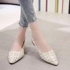 Women Flats Slip On Flat Gold Pointed Toe Casual Shoes Plaid Boat Shoes Metal Heels Female Shoes Shallow Ladies Footwears Size42