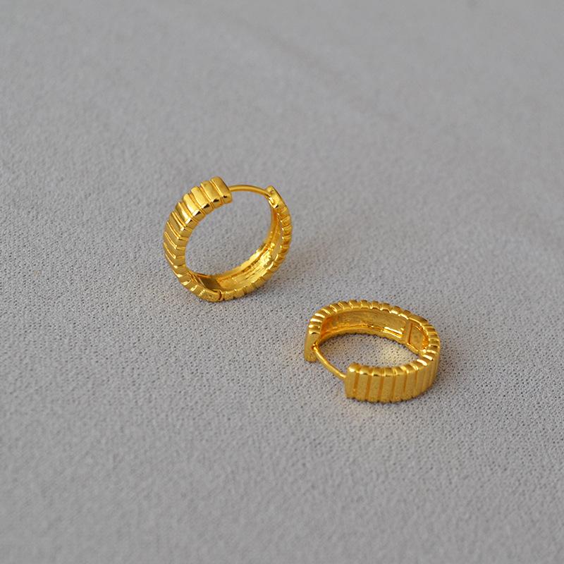 

Позолоченные полосатые латунные клипсы для ушей в корейском стиле