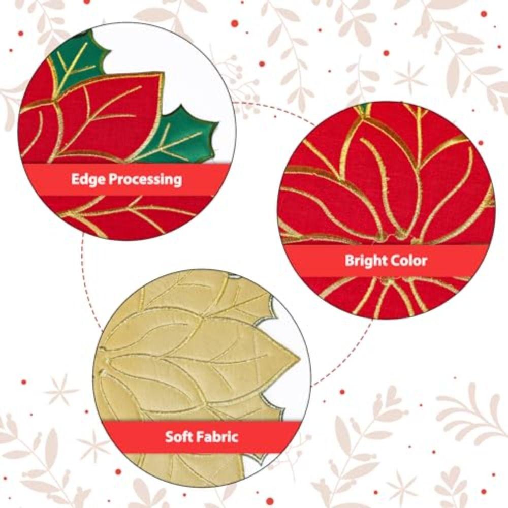 Vielseitige Rot-Grüne Blumen-Tischsets Hitzebeständig Heim-Esstischdekoration Isolierunterlage Bestickt