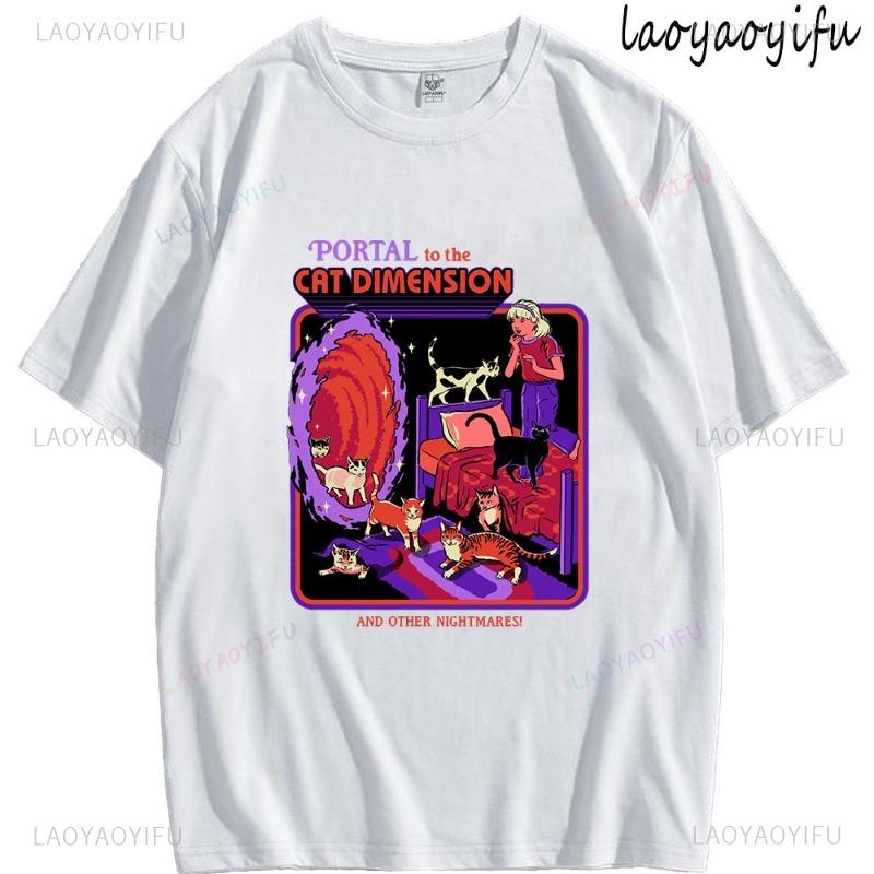 Portal To The Cat Dimension Theme 100Cotton Casual Tee Fashion High Quality Streetwear Summer Shortsleev Mens Womens ONeck