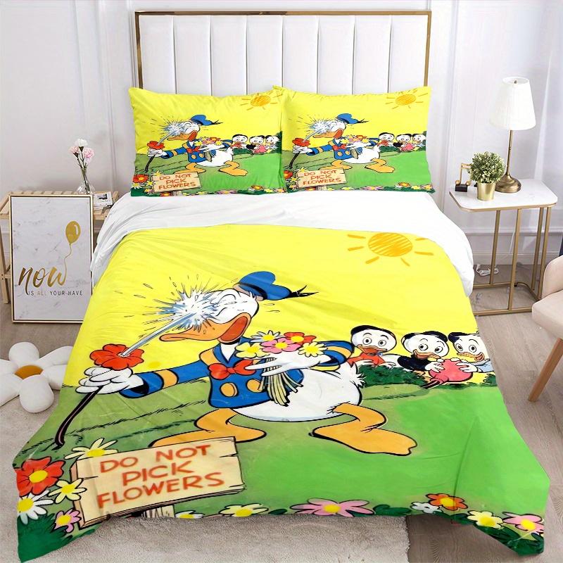 3pcs Spoof Donald Duck Bedding Set, Including 1 Quilt Cover and 2 Pillow Shams, Without Filling, Soft and Comfortable Home Bedroom Fabric, Fashio