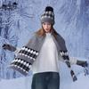 Winter warm hat scarf three-piece set women's outdoor velvet cold-proof pullover hat fashion knitted wool hat