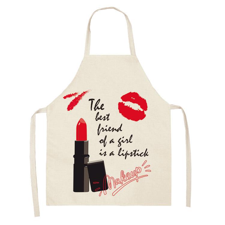 Fashion Makeup Apron Lipstick Nail Polish Print, Kitchen Cooking Bib, Multiple Sizes Available
