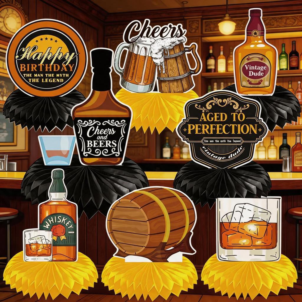 9pcs Beer Party Decor Banquet Cheers Table Centerpieces Decorations Birthday Party Wedding Anniversary Party Decoration