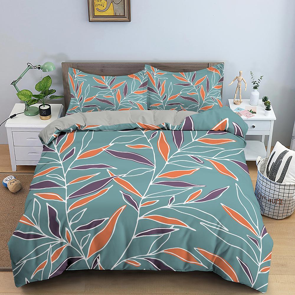 Modern Bedding Set Floral Pattern Duvet Cover Bedroom 3D Polyester Comforter Cover Cute Peach King Size For Girls Women Gift