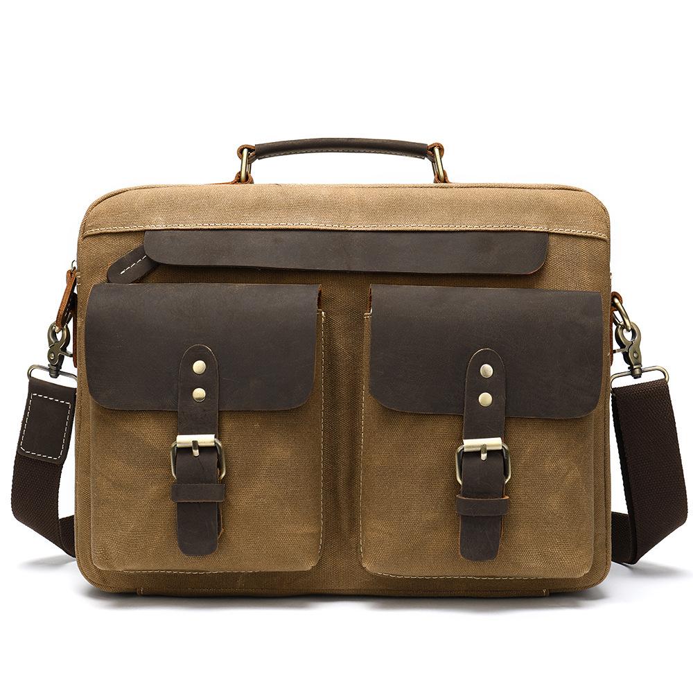 

Мужской ретро-портфель из коровьей кожи Crazy Horse - сумка для делового ноутбука 14 дюймов