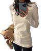 Women's Slim Fit Mid-Length White Base Shirt, Cinched Waist, Hip-Hugging, 2025 Spring/Autumn Style, Thin Fabric