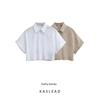 Kaslead New Arrival Women's Clothing Fashion Style Fashion All-Match Casual Linen Belt Two-Color Short Sleeve Shirt