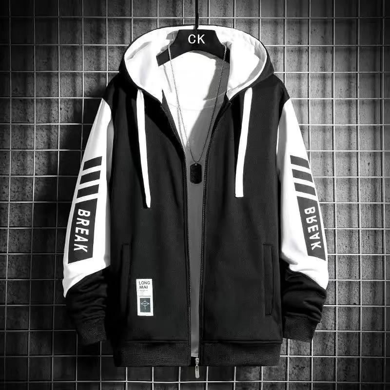 Lässige Herren-Kapuzenjacke mit Frühlings- und Herbstmotiv, bedruckt, lässiges Sportshirt für Studenten S schwarz