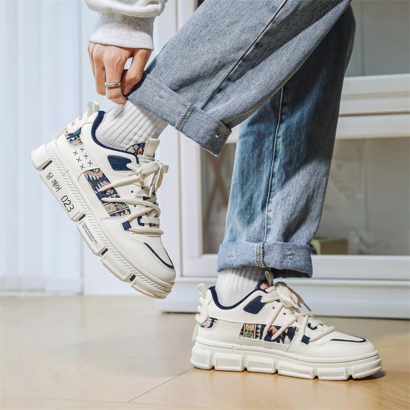 Skateboard Men's Sneakers Non-Slip Fashion Skateboard Shoes for Men Sports and Leisure Apring and Autumn Round Toe All-match