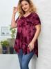 Women's Plus Size Tie-dye V-neck Irregular Hem Short Sleeve Loose Top