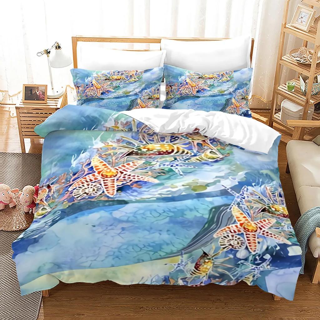 Pink Beach Duvet Cover With Pillowcase Sea Beach Nature Landscape Theme Print Bedroom Decorations Polyester For Children Women