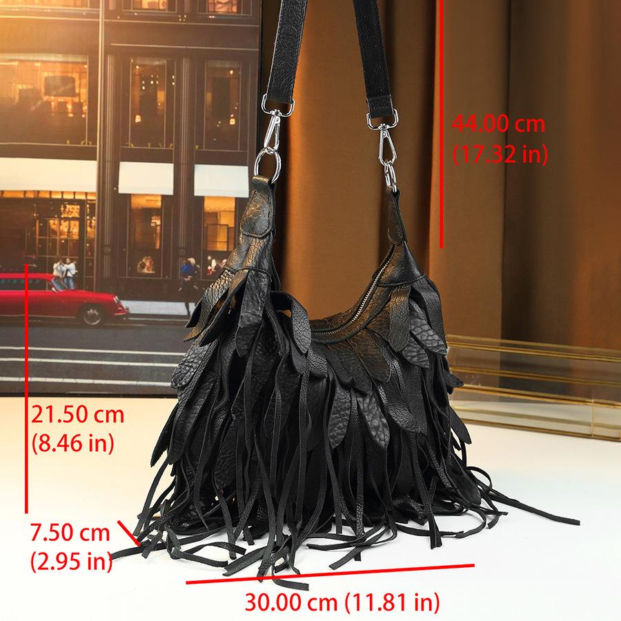 Fashion Tassel Bag Women'S Leather Piece Retro Shoulder Crossbody Large Capacity Tote Bag