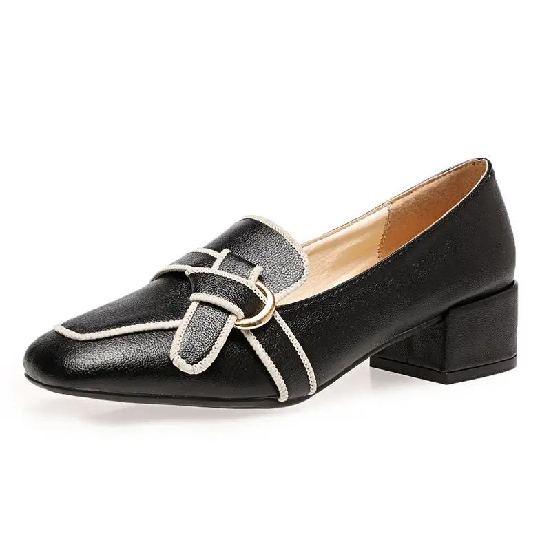 

Woman PumpsLoafers Shoes for Women Moccasins with Medium Heels Square Toe Quick Delivery Genuine Mark Footwear 39 Stylish Casual 35