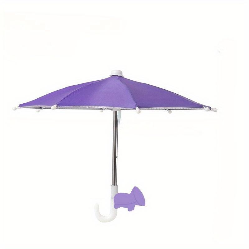 1Pc Mini Phone Umbrella with Pig Suction Cup Stand - Rain & Sun Shield for Smartphones, Reflective Screen Protector, Outdoor Use, Phone Protection