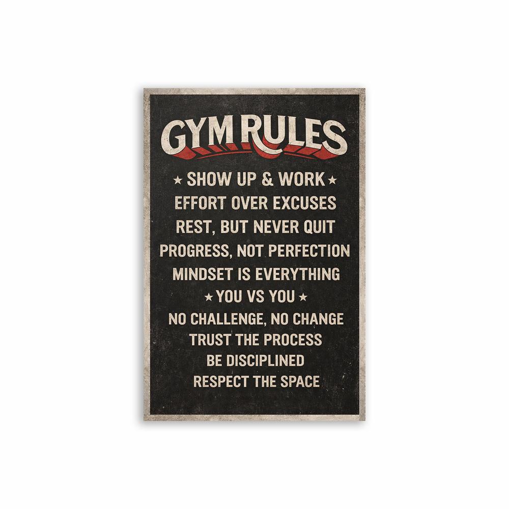 Gym Rules Poster Funny Gym Prints Motivation Poster Home Gym Fitness Print Motivational Quote Canvas Painting Gym Wall Art Print 21X30CMNo Framed